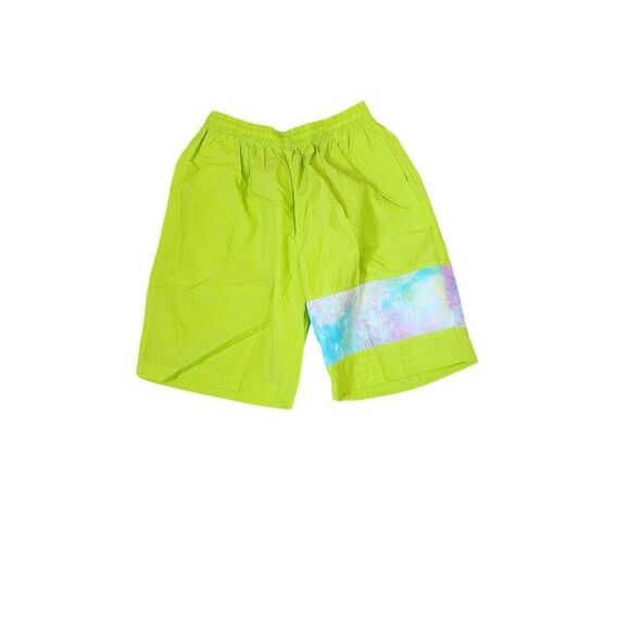 Vintage 80s Costa Picante Shorts Swim Trunks Mens S Lime Green Zip Pockets - Picture 1 of 7